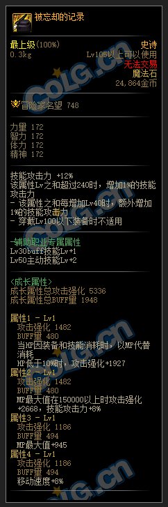 dnf被忘却的记录属性介绍_DD220游戏联盟