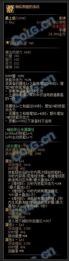 dnf稍纵即逝的流动属性一览_DD220游戏联盟