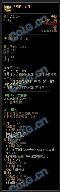dnf世界的中心轴属性一览_DD220游戏联盟