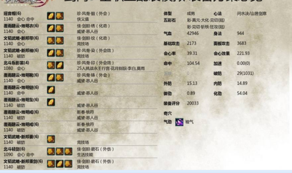 转风车的疯鸡 藏剑1140赛季pvp暴力配装_DD220游戏联盟