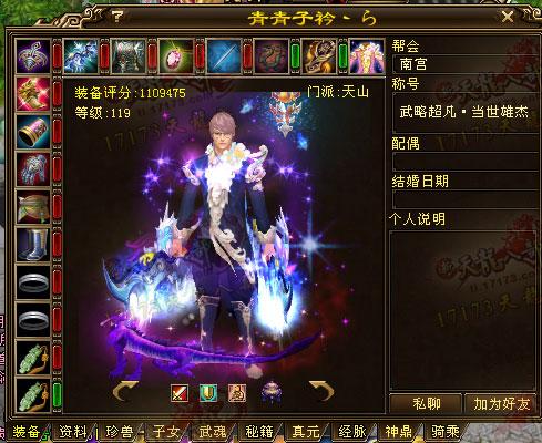 紫禁之巅服第一天山玩家【青青子衿】装备展示_DD220游戏联盟