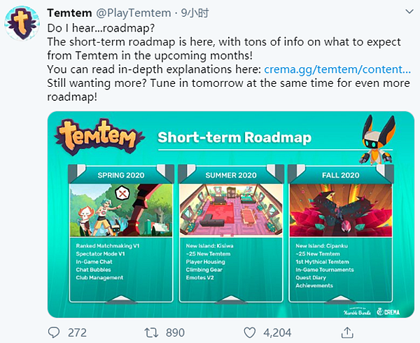 《Temtem》公布更新路线图 排位战将至_DD220游戏联盟
