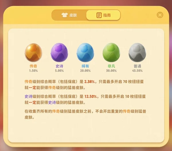 猛兽派对猛兽扭蛋出货概率一览_DD220游戏联盟